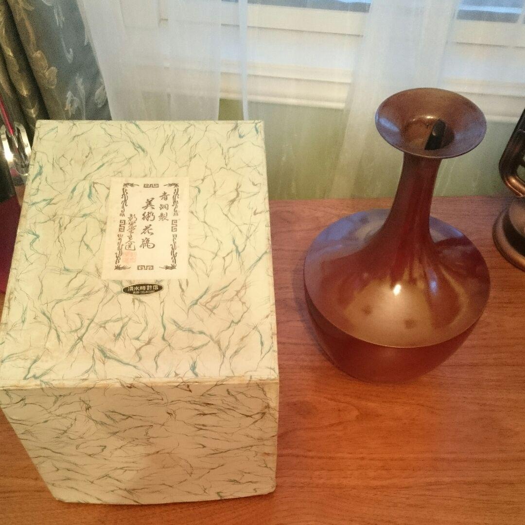 青銅製 美術 花瓶 清水時計店 長野県 銅 アンティーク 瓶 壺 ブロンズ