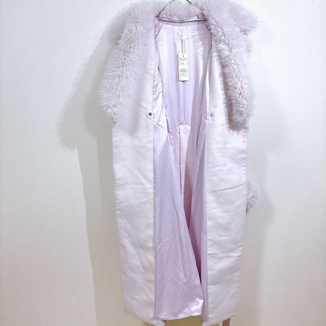 【新品】rienda リエンダ　ウールMIXクラッシィドレスコート　ライトピンク