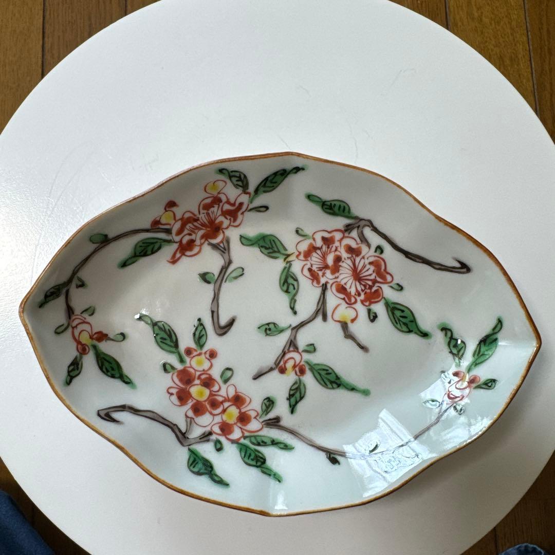 ⭐️九谷焼⭐️正木春蔵❤️色絵花折枝文菱形向付《小皿・向付16.0cm》 3枚セット