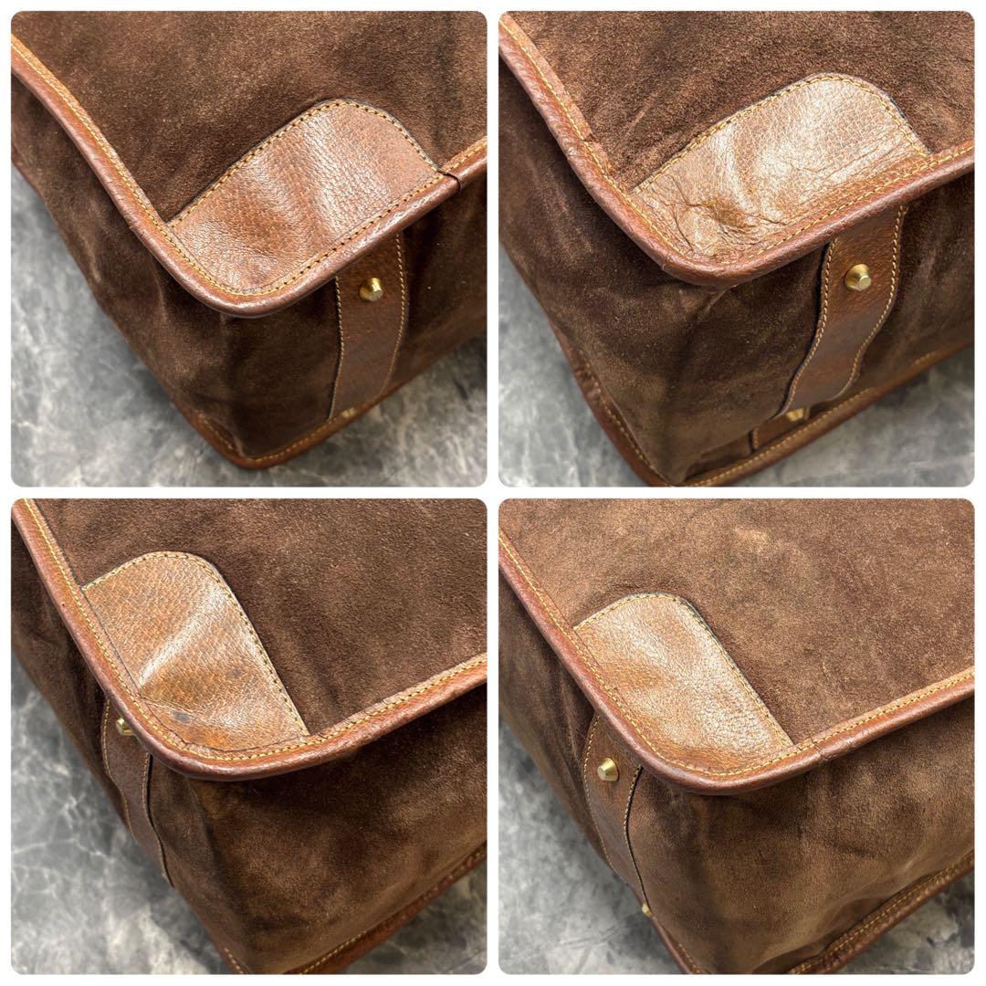 ✨美品✨GUCCI シェリーライン ボストンバッグ スエード ブラウン レザー