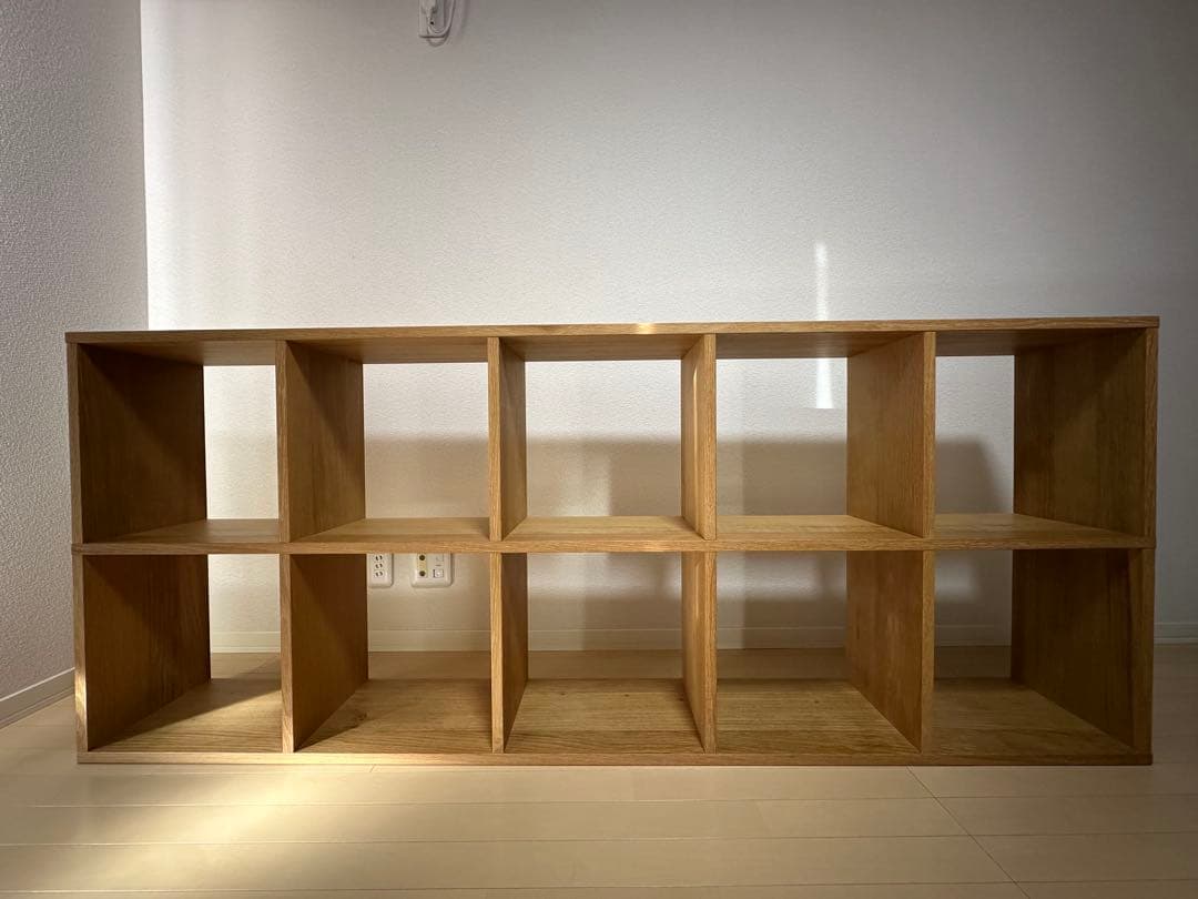 無印良品スタッキングシェルフ　オーク材 ５段×２列・オーク材 コの字棚２個付