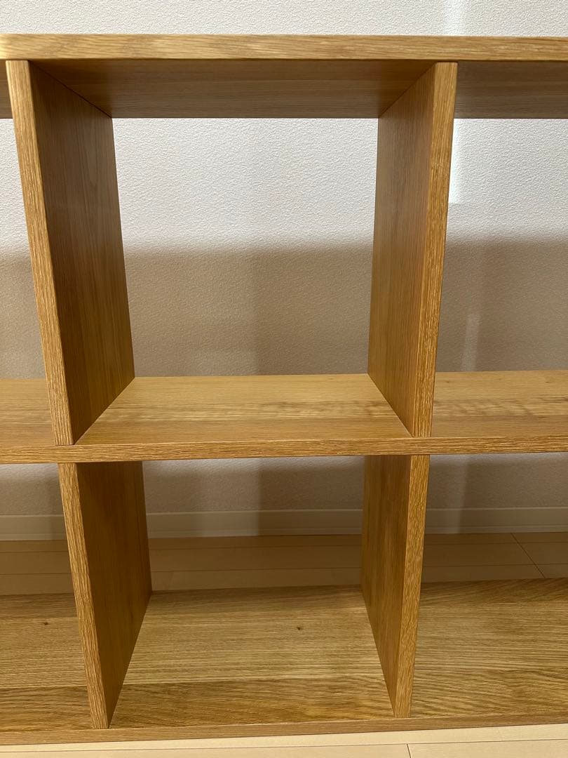 無印良品スタッキングシェルフ　オーク材 ５段×２列・オーク材 コの字棚２個付