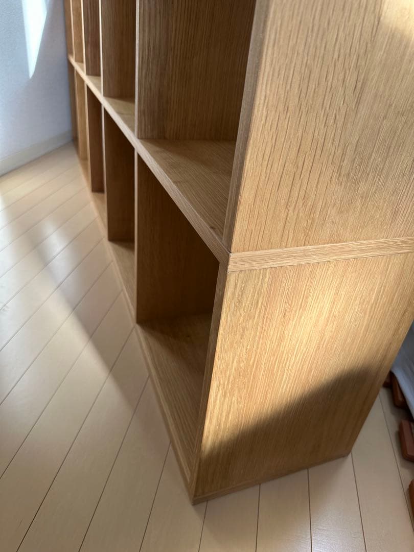 無印良品スタッキングシェルフ　オーク材 ５段×２列・オーク材 コの字棚２個付