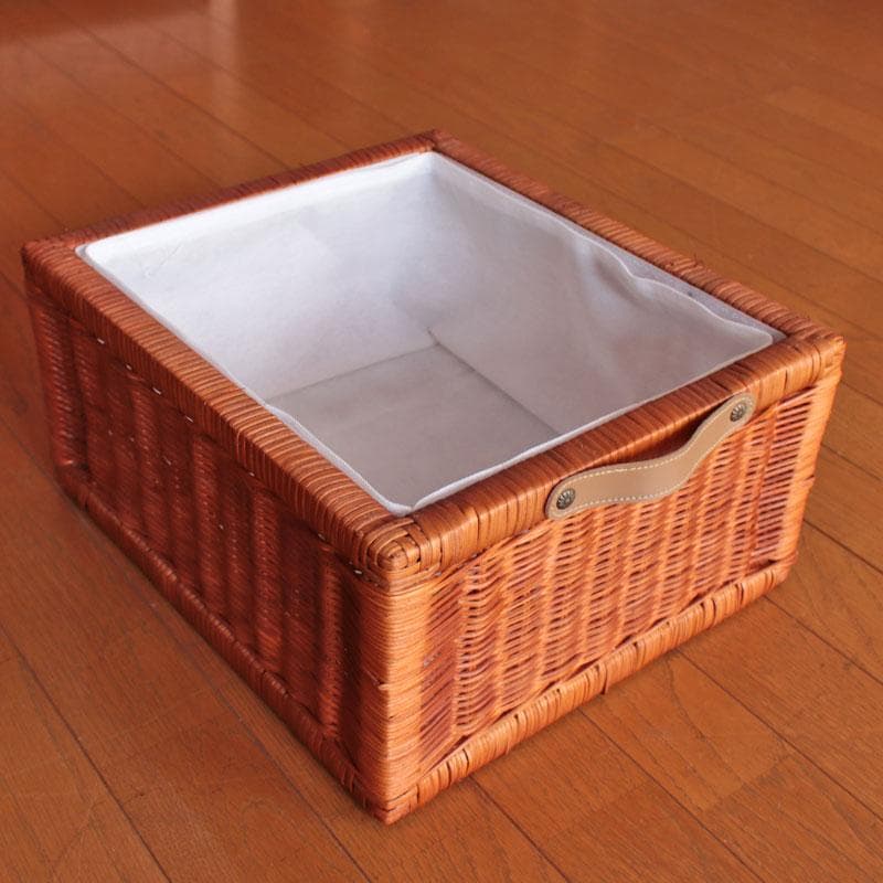 キャビネット ラタンバスケット付 ナチュラル チェスト 収納 214-1325