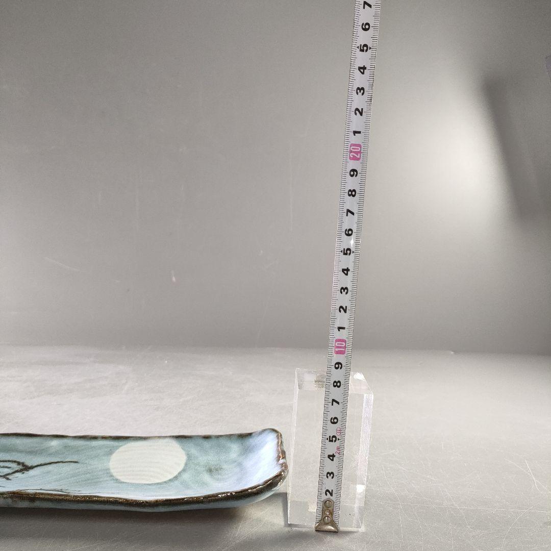 A1209-1/在銘/月唐草文長角皿5客/飾皿/盛皿/絵皿/菓子皿/懐石道具/