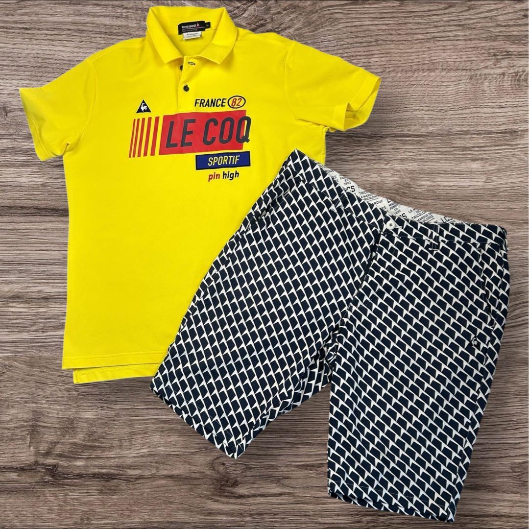 【セットアップ】ルコックゴルフ ポロシャツ & 総柄ハーフパンツ LL/92