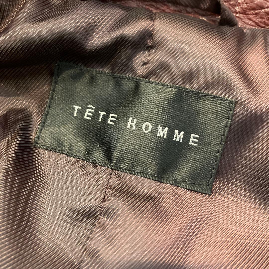 TETE HOMME　テットオム レザー シングルライダースジャケット【5】牛革