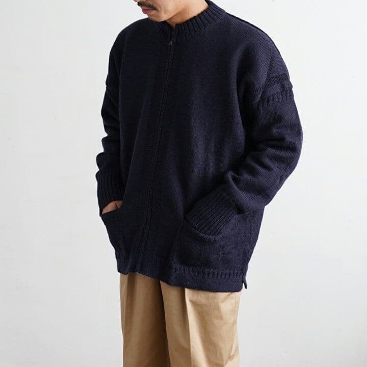 ル トリコチュール ガンジー ジップ カーディガン ブラック サイズ50