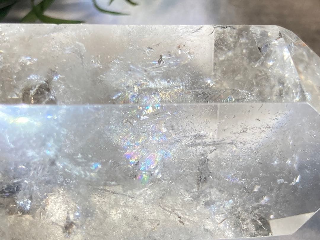 心の安定✨　レインボー　ピンク　スモーキークォーツ ダブルポイント　ポリッシュ