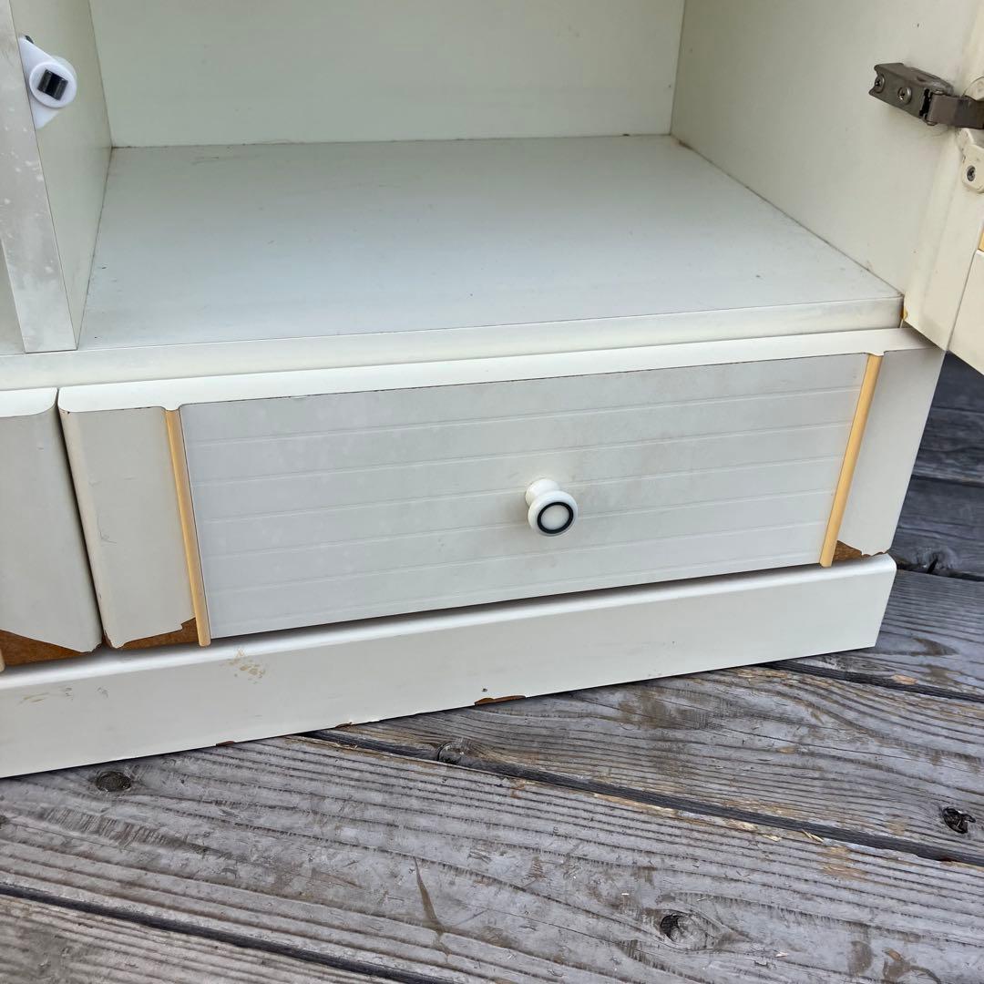 昭和レトロ ガラス扉 窓枠風 木製サイドボード 飾り棚 カップボード 古家具