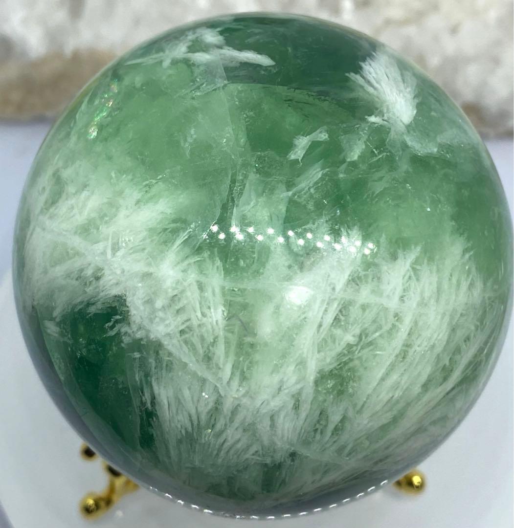 セール　虹入り　エンジェルフェザーフローライト　スフィア　置き物　風水