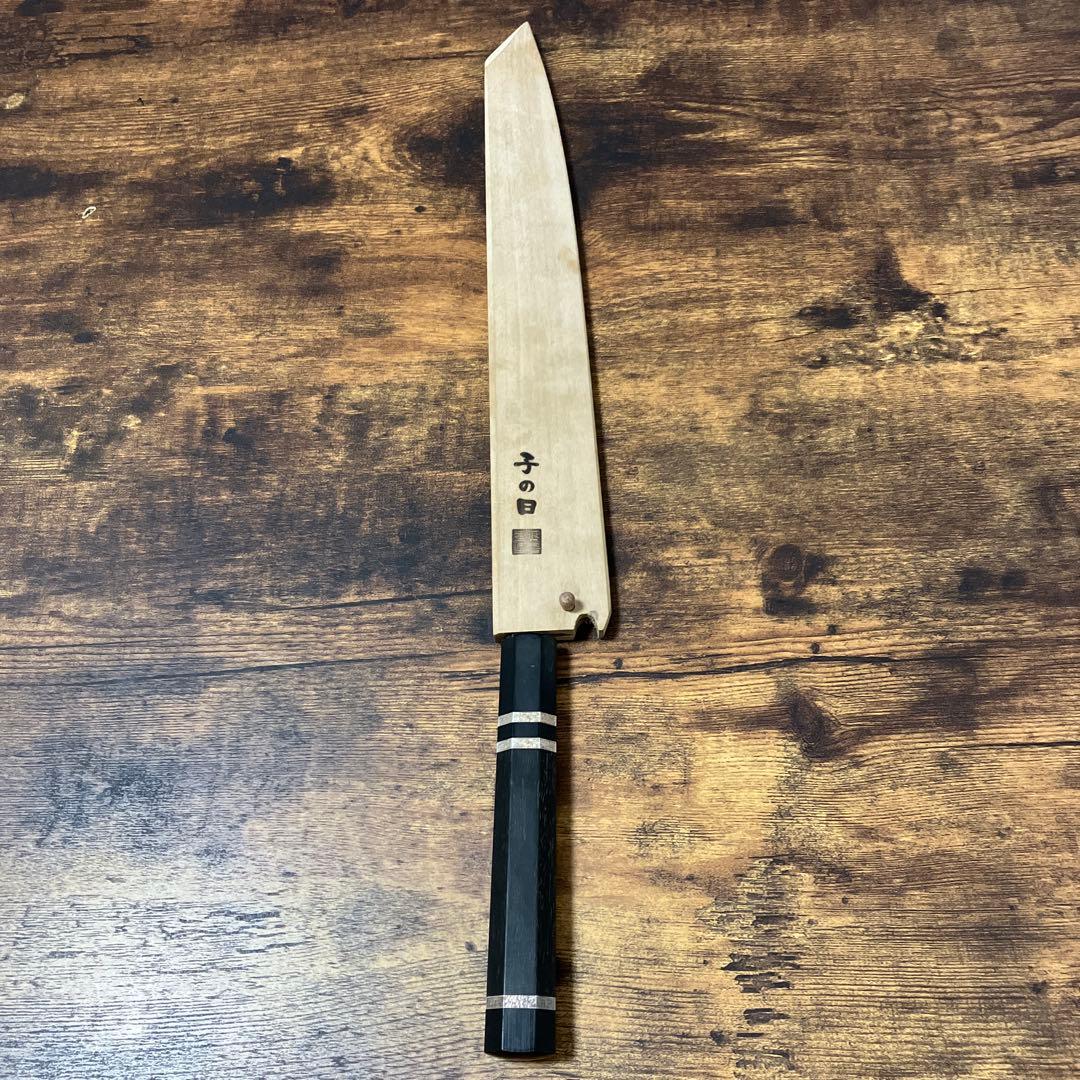 子の日 楓本焼切付柳300平鏡面.本砥ぎ.黒檀ベース銀三本彫金＆袱紗C菊花330