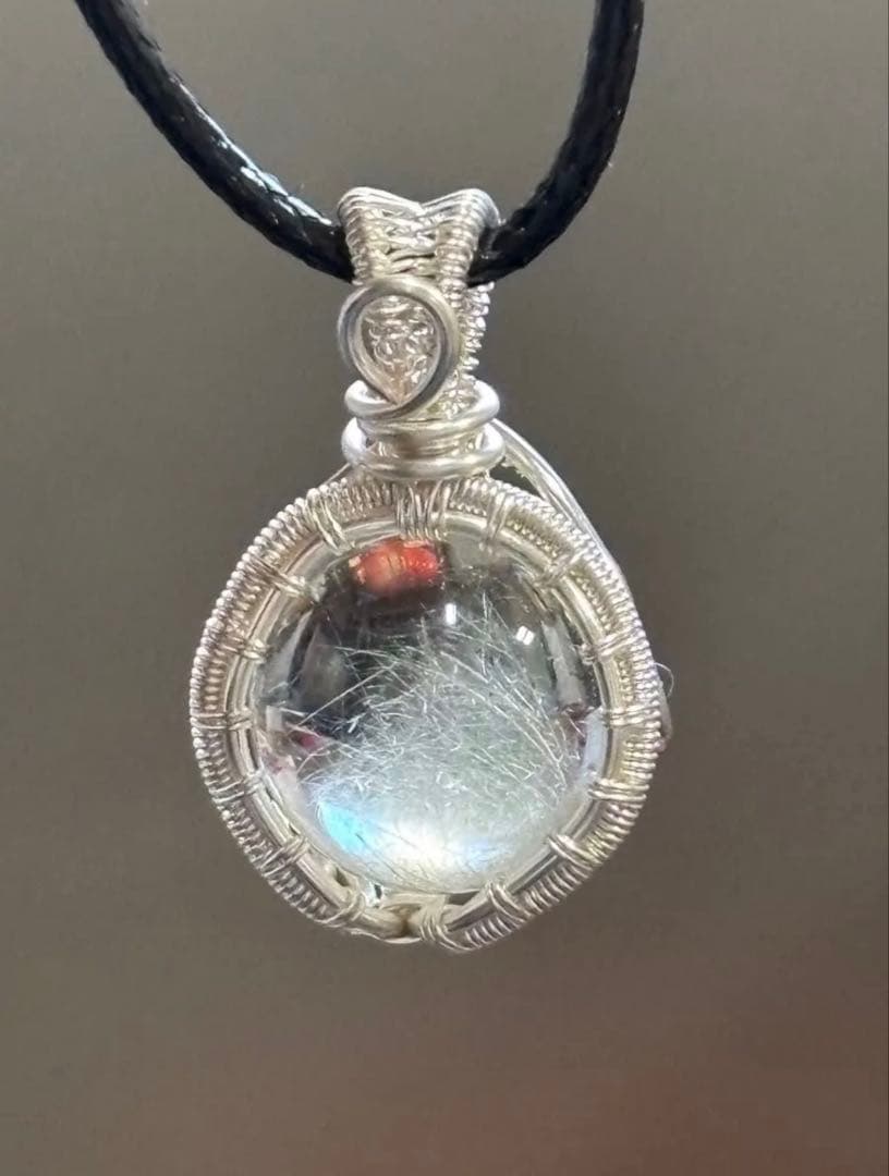 レア　シルバールチルクォーツ　ファントム　ペンダントトップ　12.7mm