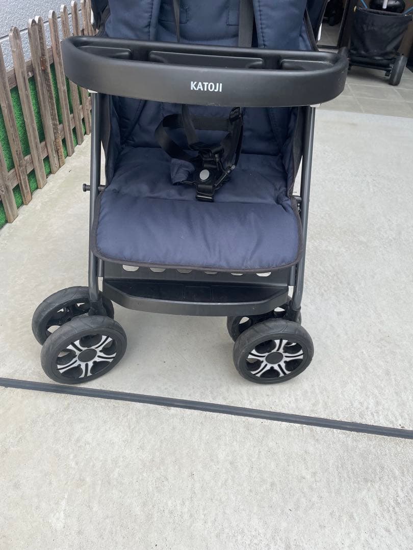 【送料込み】KATOJI カトージ 2人乗りベビーカー シット&スタンドネイビー