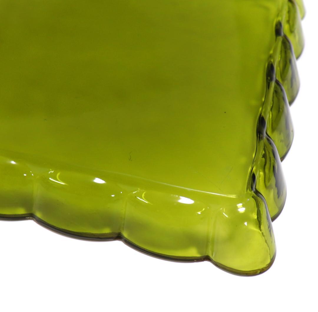 オールド・バカラ レアカラー スクエア型 グリーン金彩トレー センターピース 皿