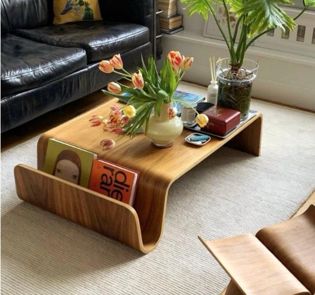 【木製曲線デザインセンターテーブル】個性的な多機能テーブル⁂