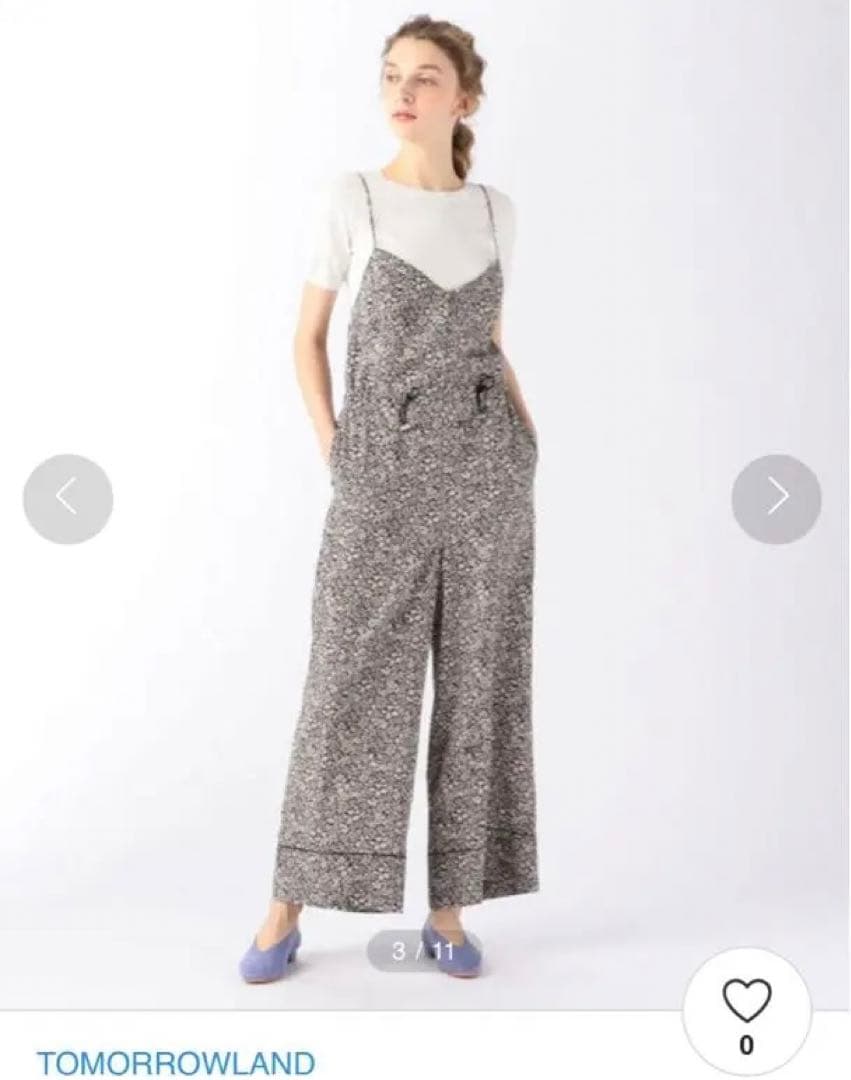 トゥモローランド美品スモールフラワープリント ジップアップコンビネゾン