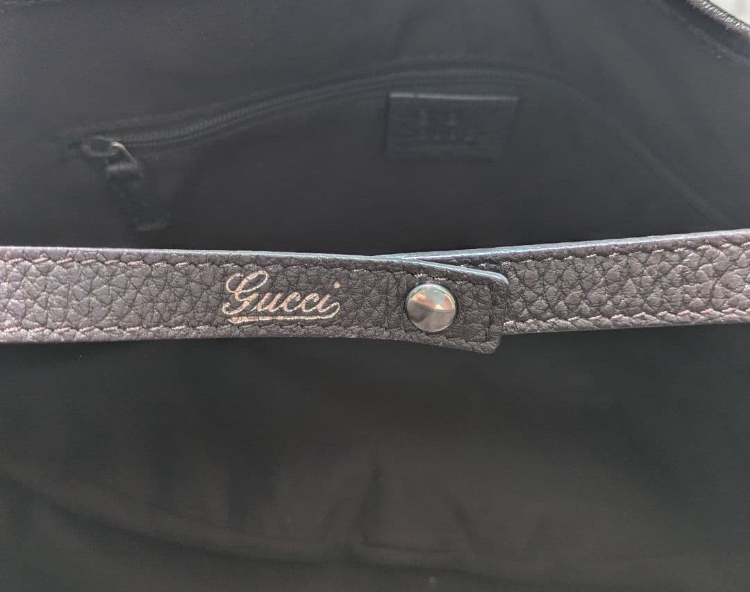 GUCCI GG柄ダークグレー トートバッグ　 袋 取り扱いガイド付き