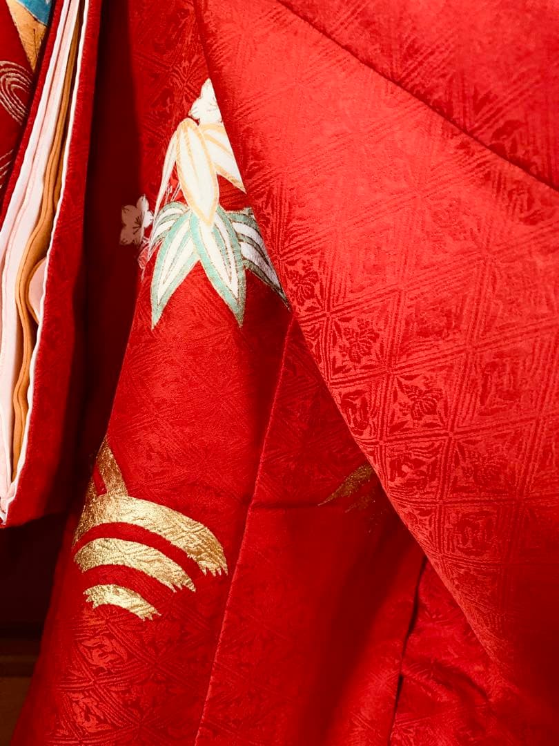 七五三　三歳の女の子のお支度　正絹お宮参り初着　襦袢まで全て正絹お着物フルセット