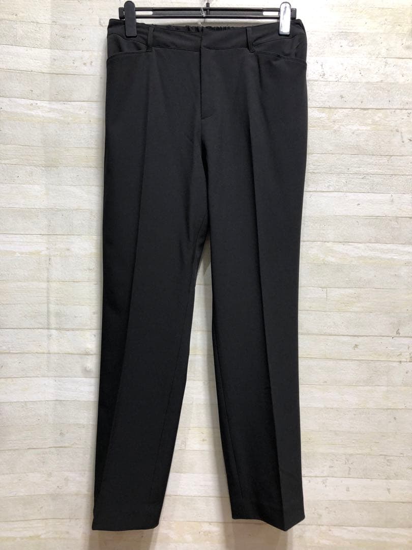新品☆19号LL3L♪黒系無地♪薄くて軽いお仕事♪洗えるパンツスーツ◯D337