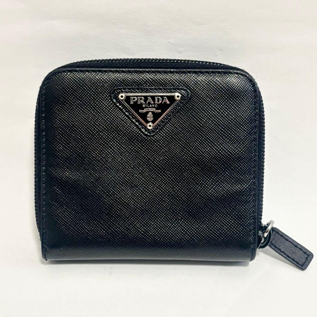PRADA★ラウンドファスナー★二つ折り財布★サフィアーノレザー★ブラック