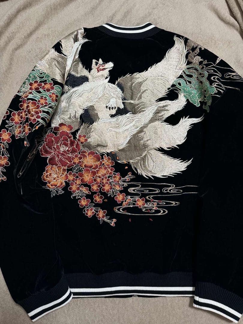 未使用 別珍 キツネ SKAJAN 日本 スカジャン unisex 美品　桜