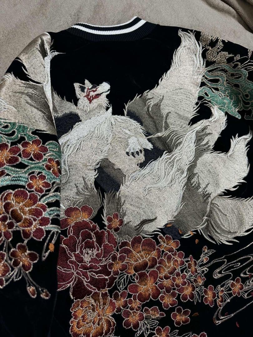 未使用 別珍 キツネ SKAJAN 日本 スカジャン unisex 美品　桜