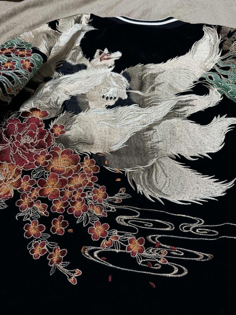 未使用 別珍 キツネ SKAJAN 日本 スカジャン unisex 美品　桜