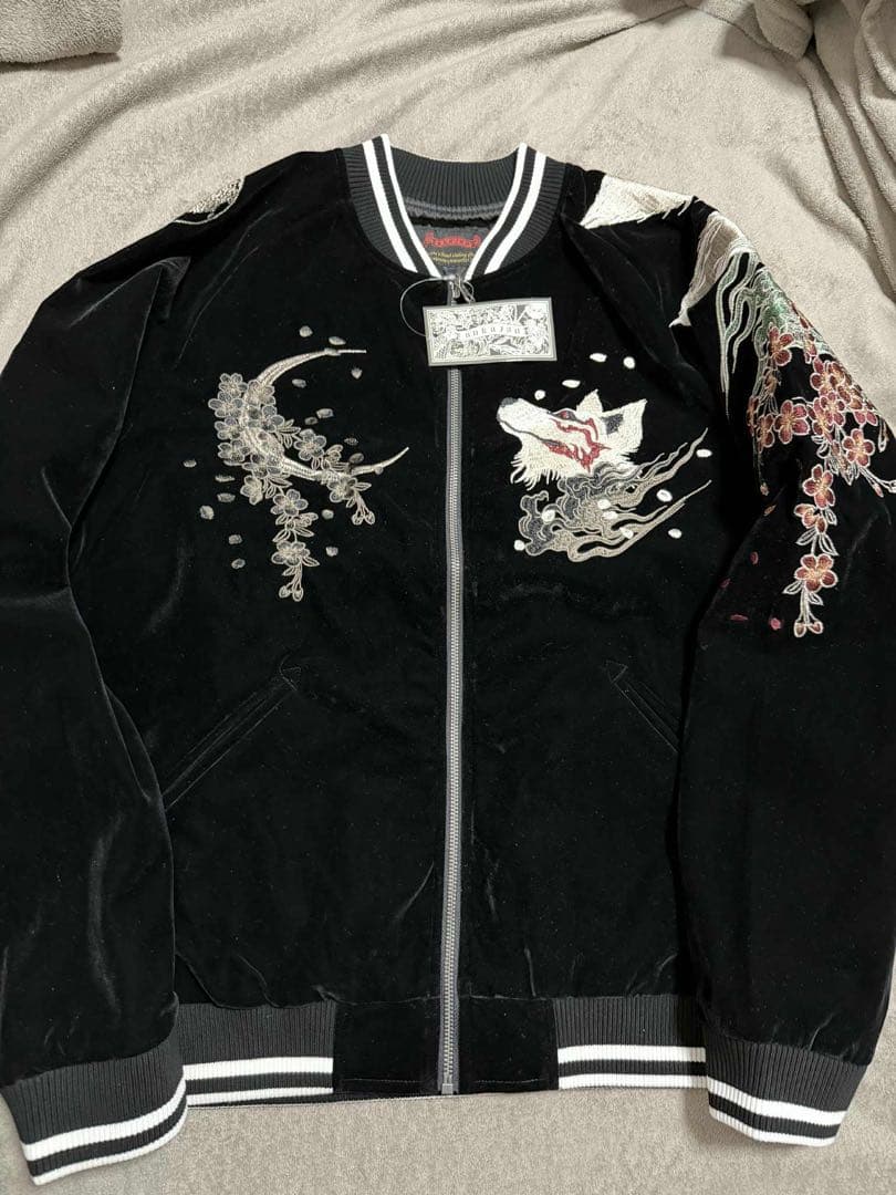 未使用 別珍 キツネ SKAJAN 日本 スカジャン unisex 美品　桜