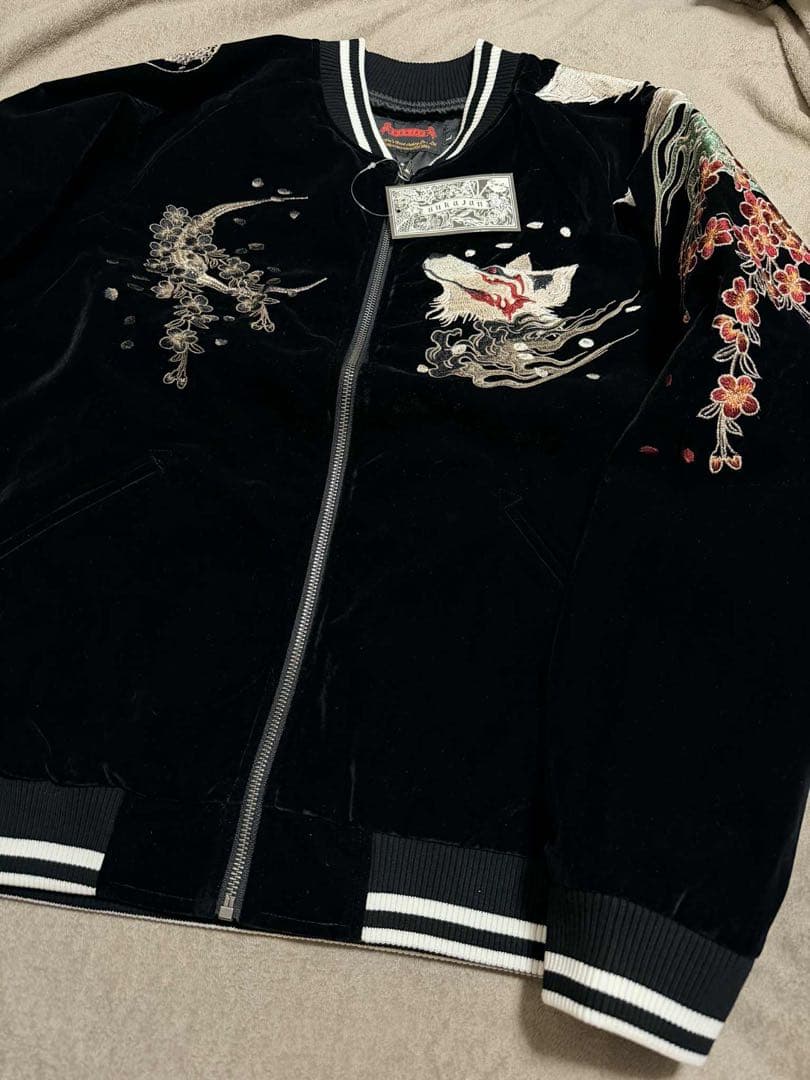 未使用 別珍 キツネ SKAJAN 日本 スカジャン unisex 美品　桜