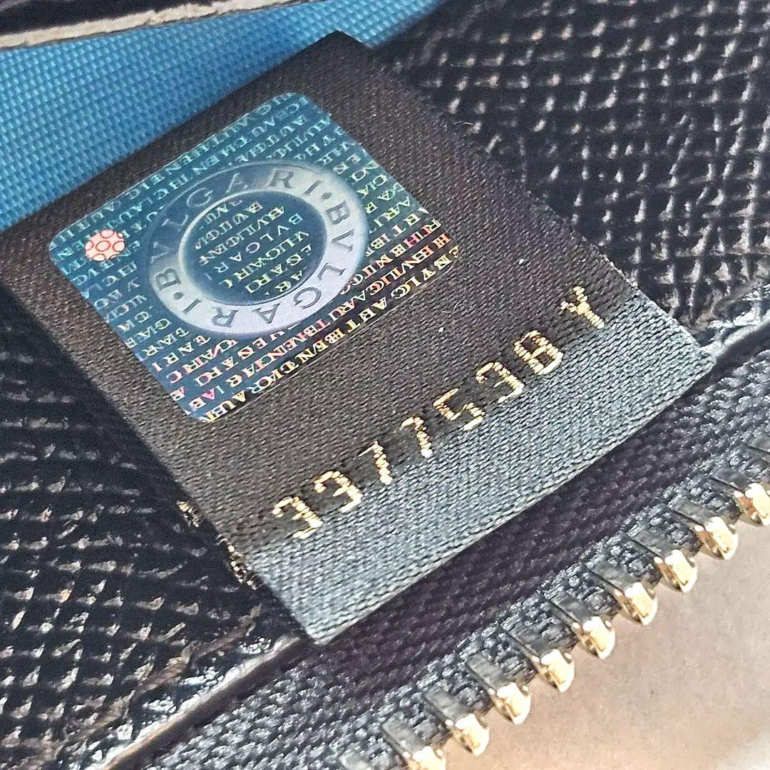 ブルガリ ラウンドファスナー オーガナイザー RFID 黒 サークルロゴ