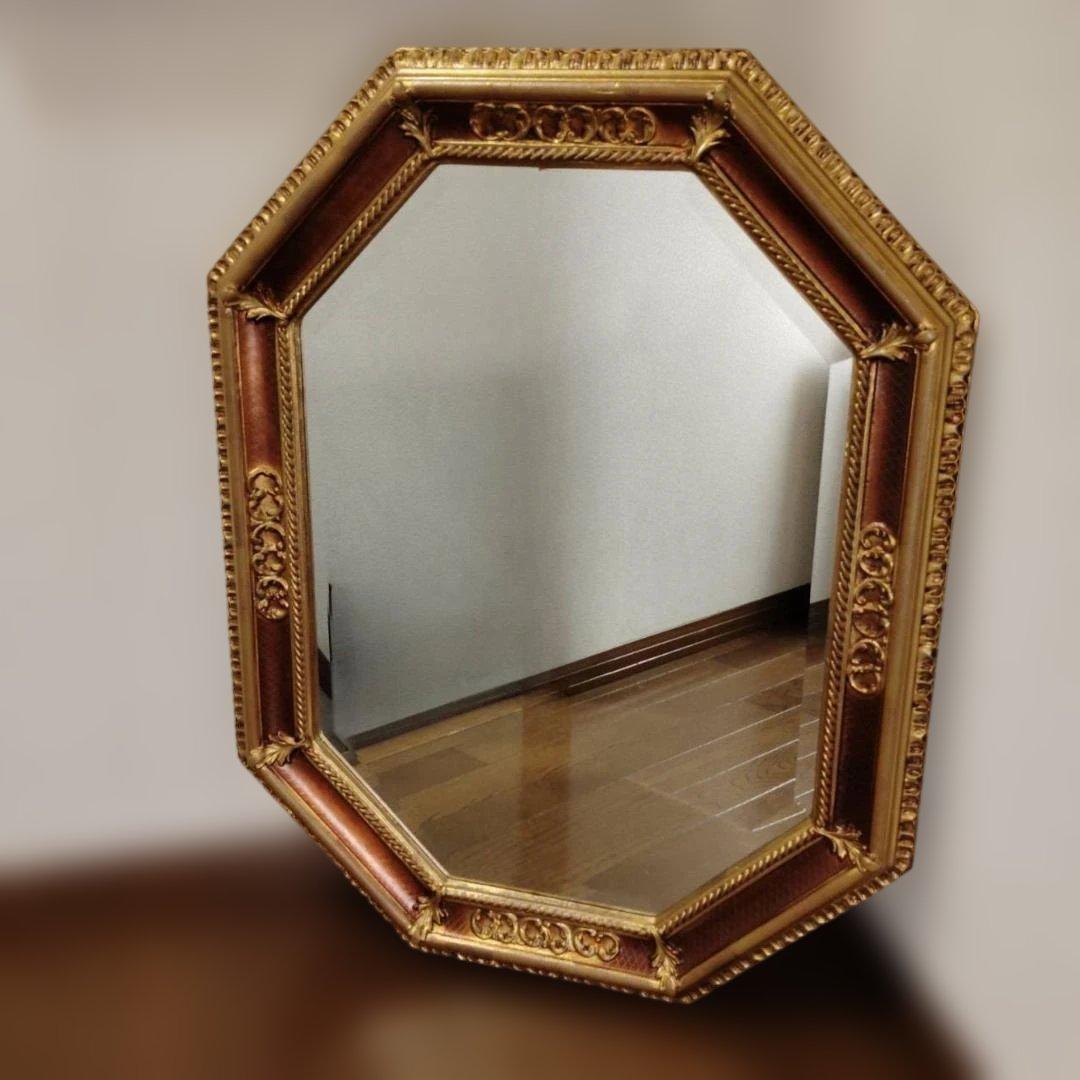 ロココ調 エレガント アンテーク ウォールミラー イタリア製 八角 ヴィンテージ