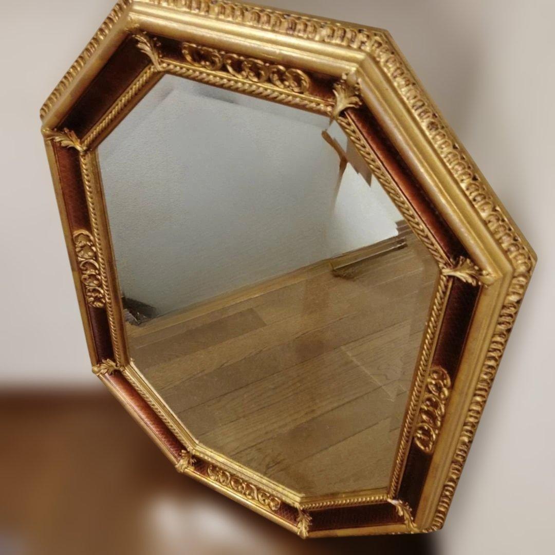 ロココ調 エレガント アンテーク ウォールミラー イタリア製 八角 ヴィンテージ