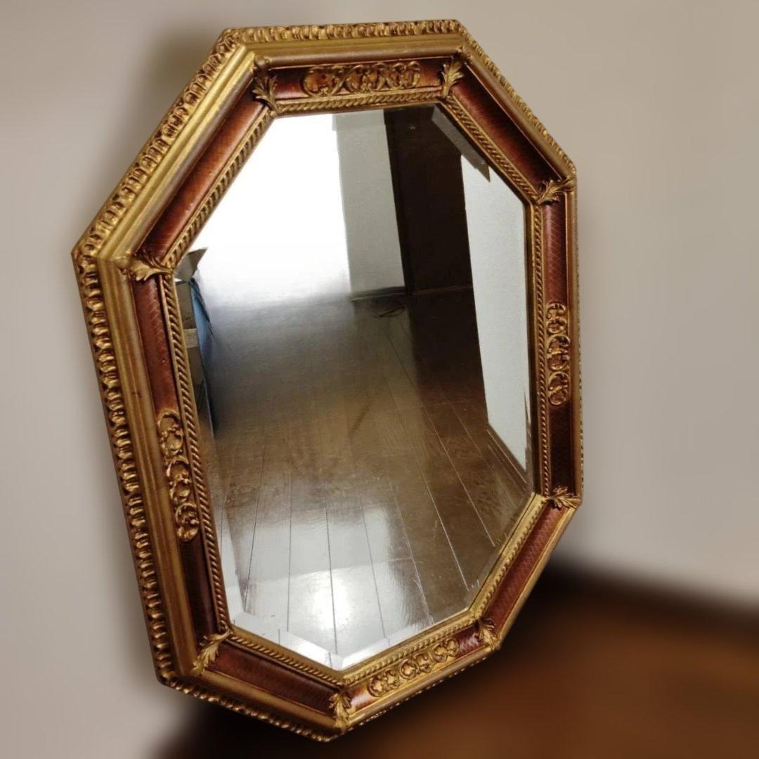 ロココ調 エレガント アンテーク ウォールミラー イタリア製 八角 ヴィンテージ