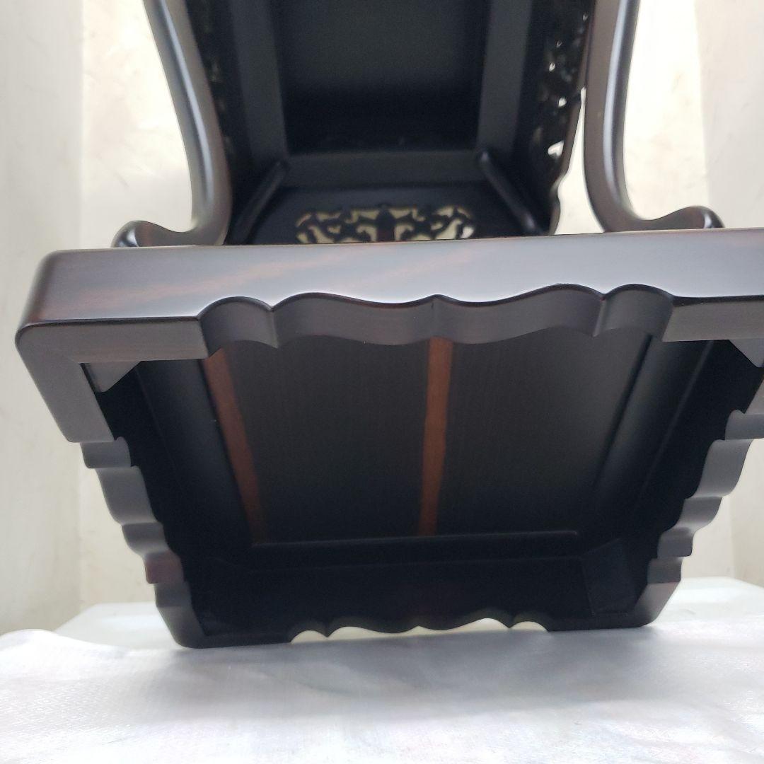 蔵出し特価　黒檀無垢　高卓　彫刻装飾付き28×28×高さ44cm