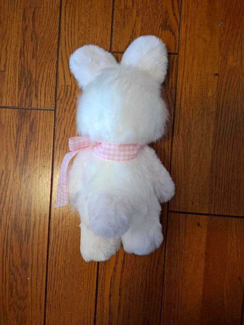 2.ホワイトウサギぬいぐるみ、ハンドメイド、オリジナル、赤目、テディうさぎ