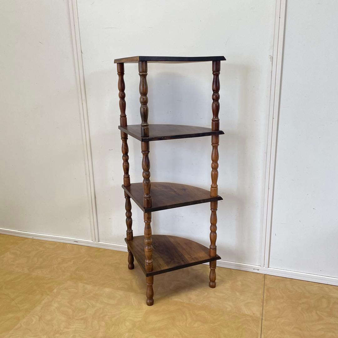 たぬき 木製 4段コーナーラック 棚 飾り棚 ラック ビンテージ