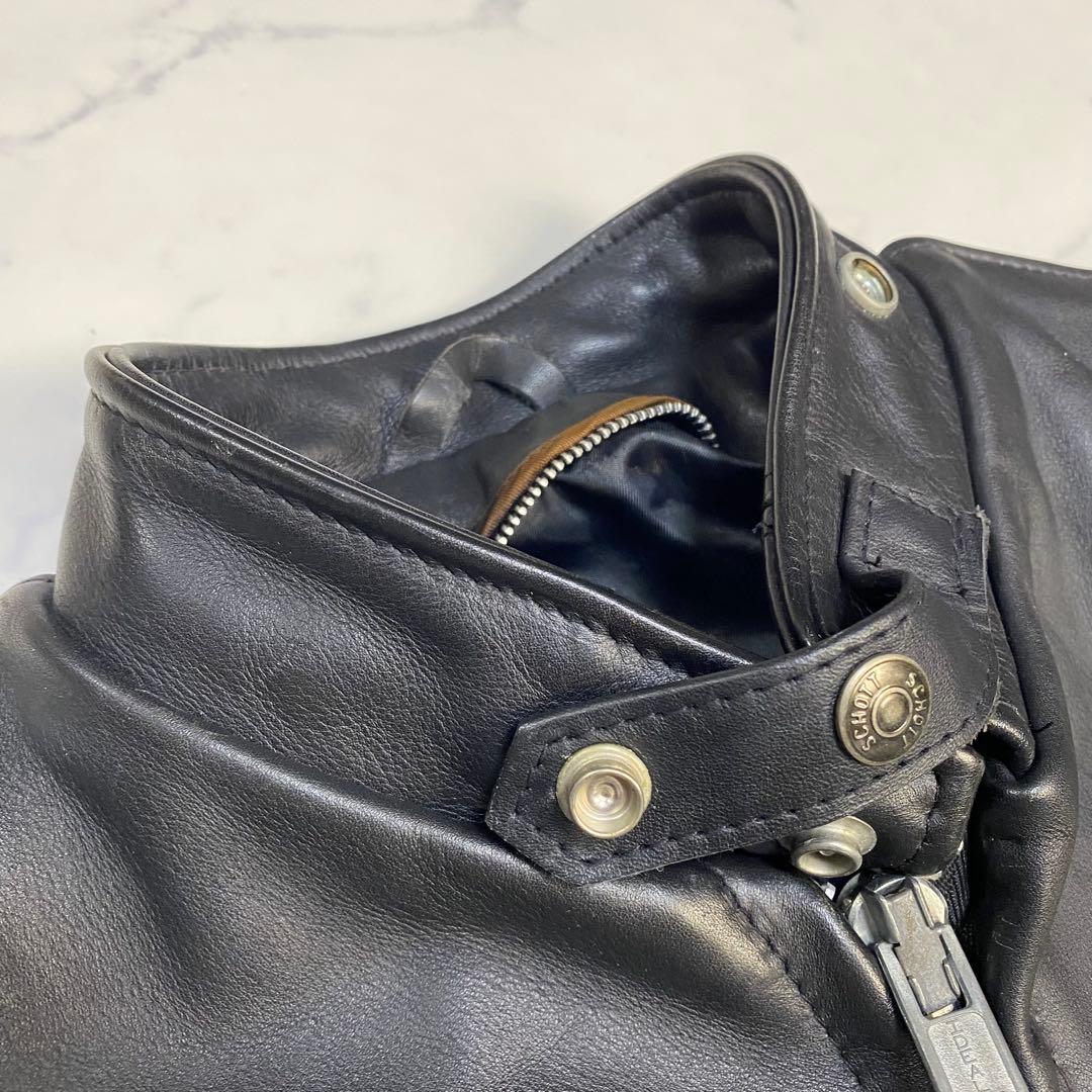 【希少641E】ショット　シングルライダース　L相当 ショート丈　ブラック　黒