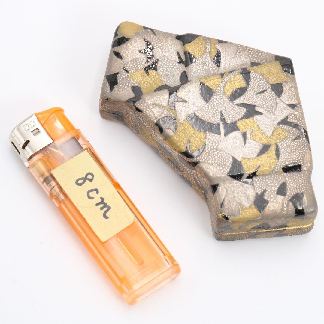 山崎窯 浅野紫仙作 銀杏ちらし 香合 茶道具 共箱　V901　N8