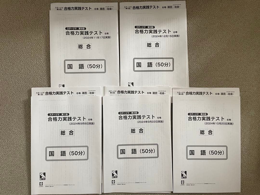 日能研　6年生 後期　合格力育成テスト　合格力実践テスト　合格力ファイナル256