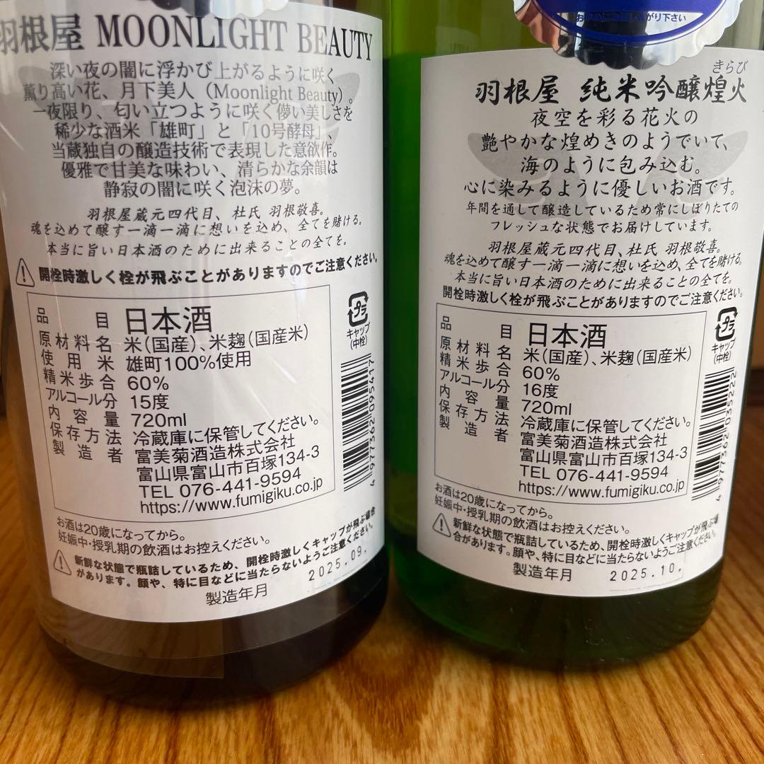 羽根屋　飲み比べ720ml4点セット