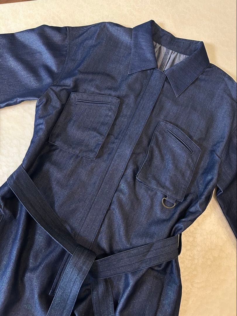 美品★ SHINY DENIM LIKE ROMPERS