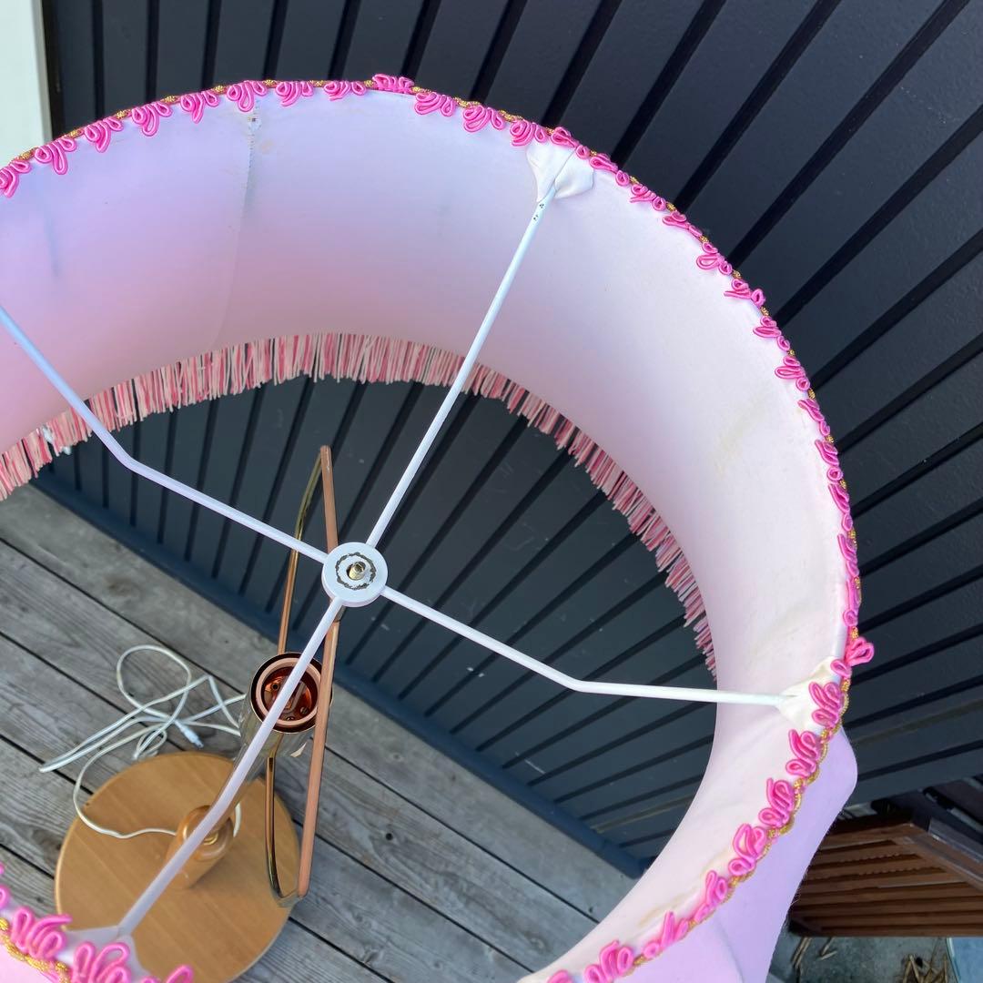 昭和レトロ SWG スタンドライト フリンジシェードランプ フロアライト ピンク