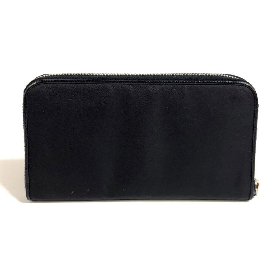 【美品】PRADA 長財布 ブラック シルバー プレート イタリア製
