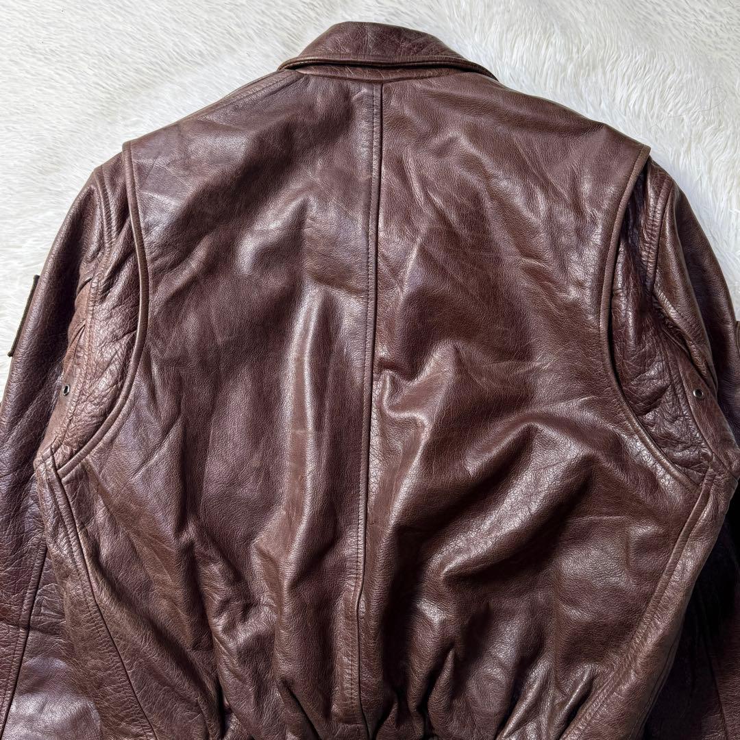 【90s】FREEDOM A-2フライトジャケット 牛革 ワッペン トップガン