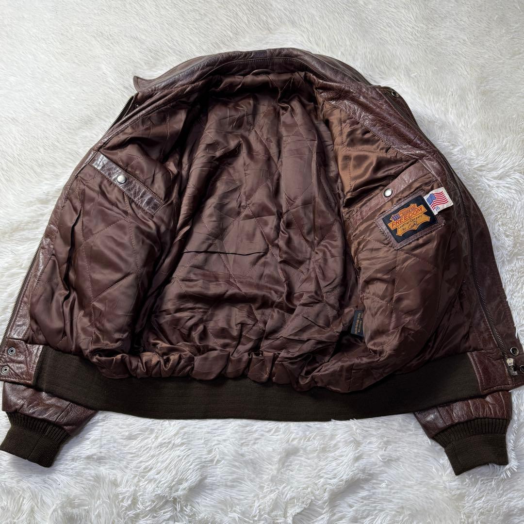 【90s】FREEDOM A-2フライトジャケット 牛革 ワッペン トップガン