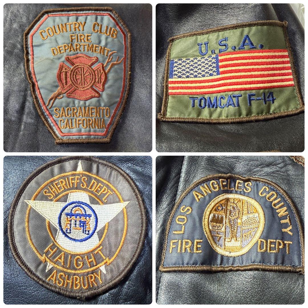 【90s】FREEDOM A-2フライトジャケット 牛革 ワッペン トップガン