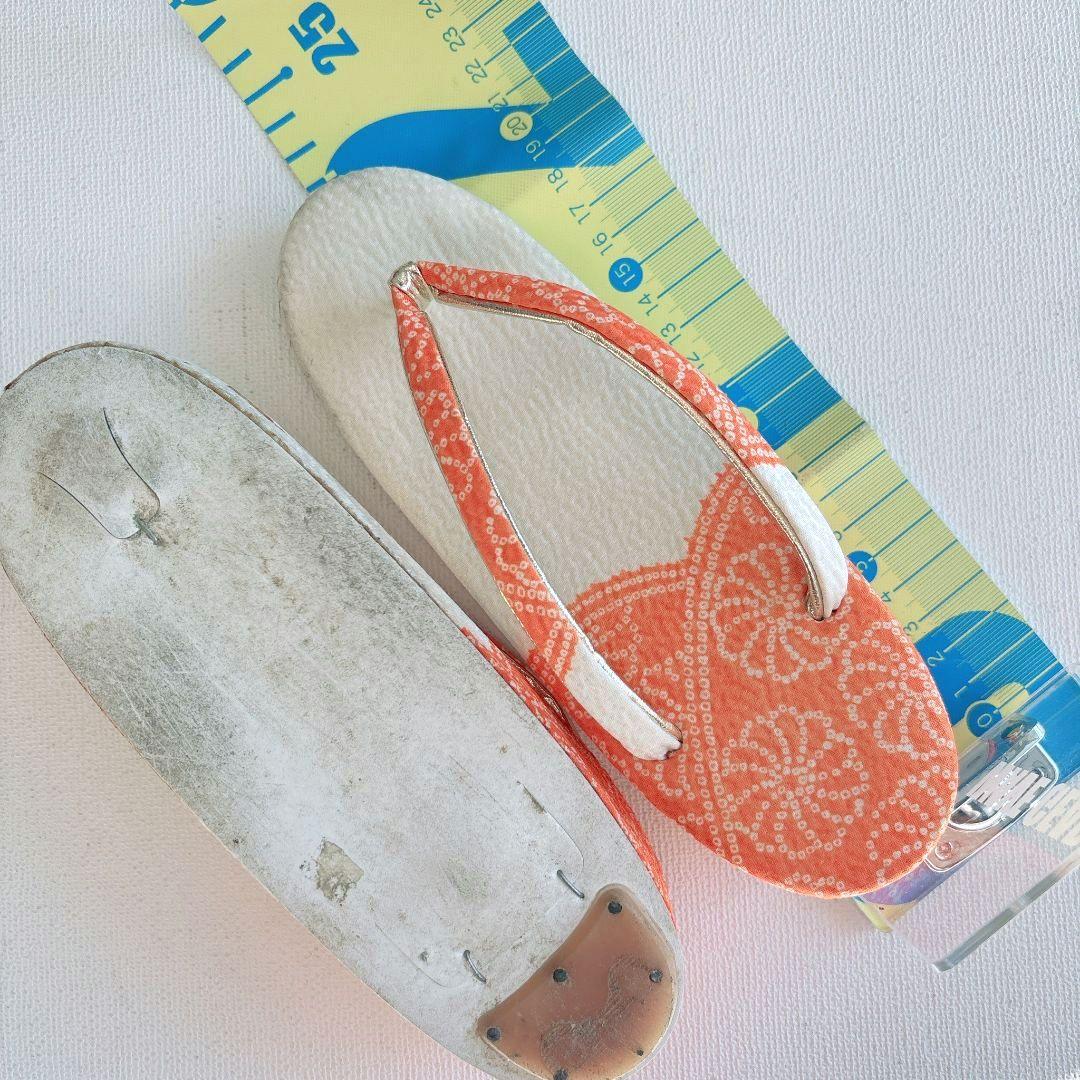 美品　フルセット　七五三７歳女の子　着物　化繊　オレンジ　51975