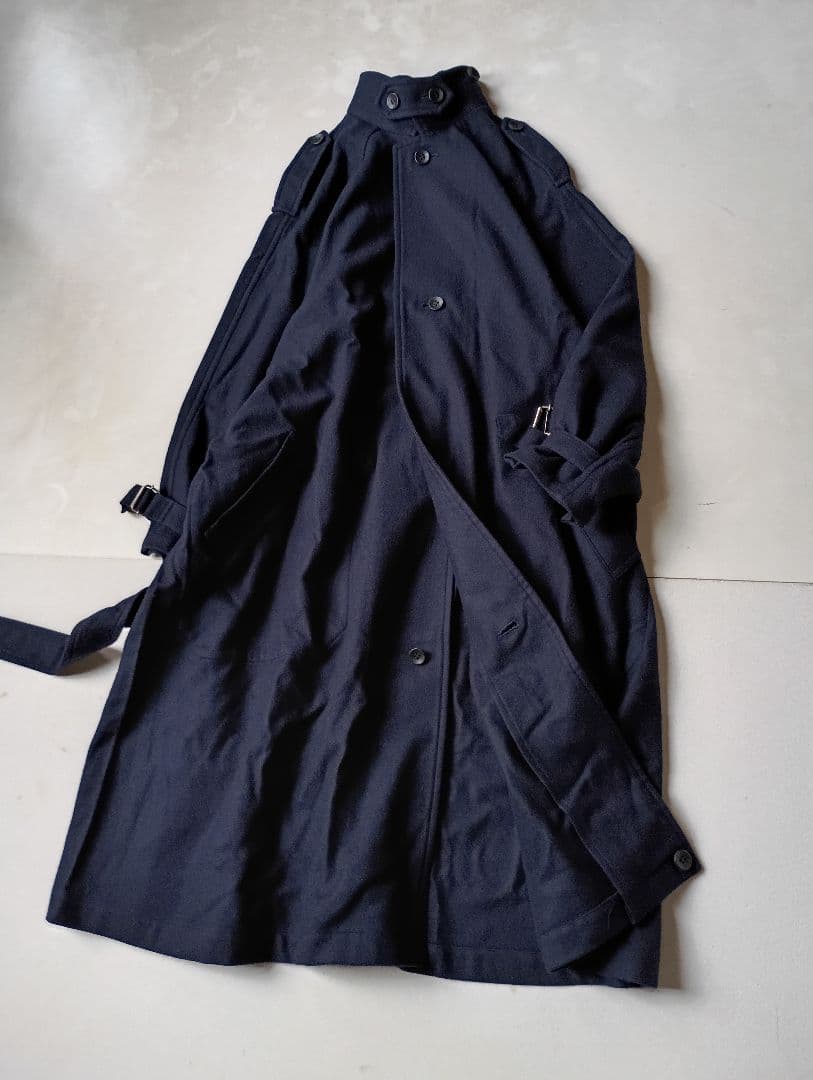 お値下げ　Y's　ワイズ　ウール　トレンチ風　コート　ネイビー