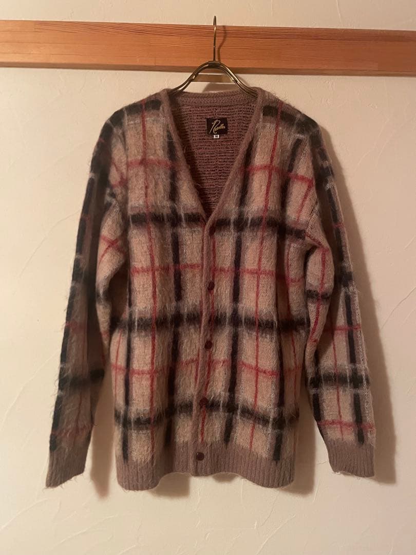 Needles チェック柄 カーディガン モヘア ブラウン系 サイズ：Mサイズ